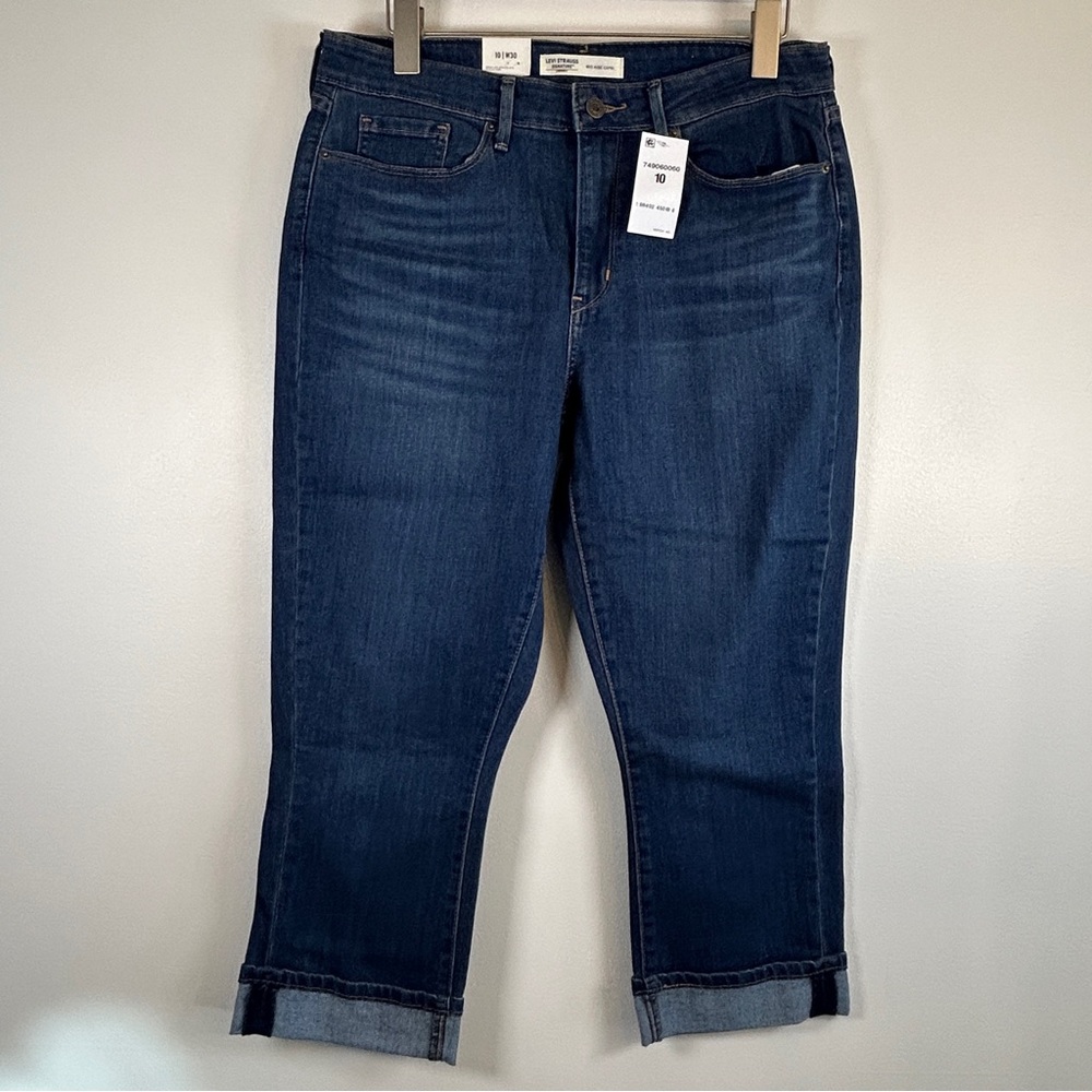 Levi Strauss Signature Women’s 10/W30 New With Tags Blue Mid Rise Capri Jeans - Picture 5 of 11